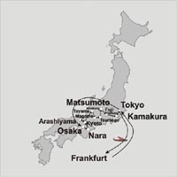 Klicken Sie hier für eine größere Ansicht der Karte Karte der Nakasendo Wanderreise Japan