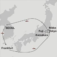 Klicken Sie hier für eine größere Ansicht der Karte Karte der Tokio und Seoul Städtereise
