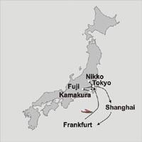 Klicken Sie hier für eine größere Ansicht der Karte Karte der Tokio Shanghai Städtereise