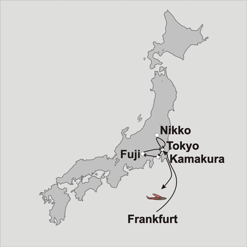 Karte der Städtereise Tokio