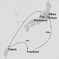 Klicken Sie hier für eine größere Ansicht der Karte Karte der Tokio und Taiwan Städtereise