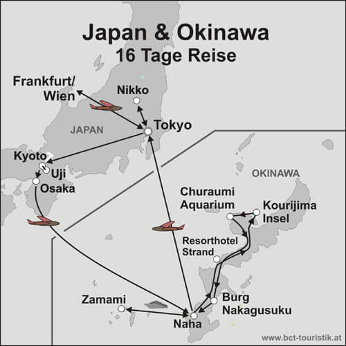 Karte der Japan Fahrradreise